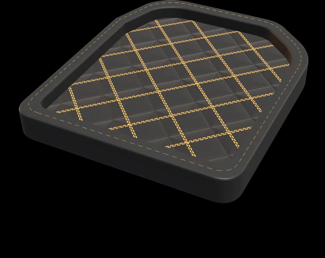 7D floor mat, onyx with amber stitching